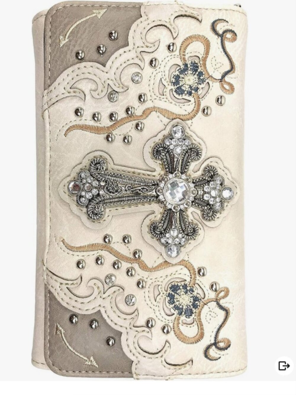 Zelris Floral Poppy Cross Western Women Crossbody Wrist Trifold Wallet